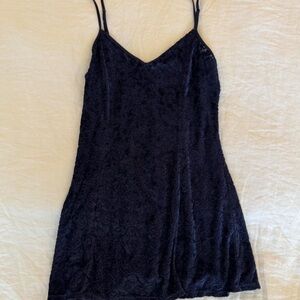 Victoria's Secret Navy Blue Velvet Lace Slip Mini Dress
